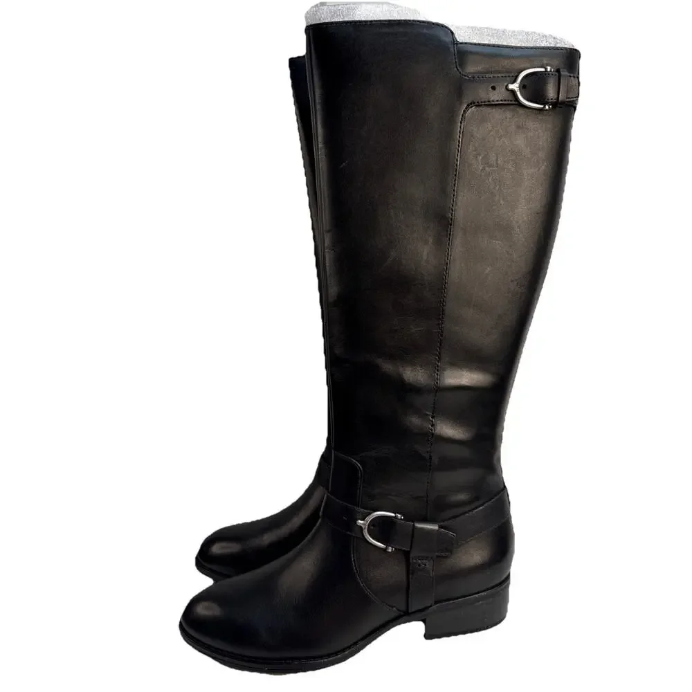 Lauren Ralph Lauren Womens Margarite Black Riding Boots 5.5 Width‎ B NWB